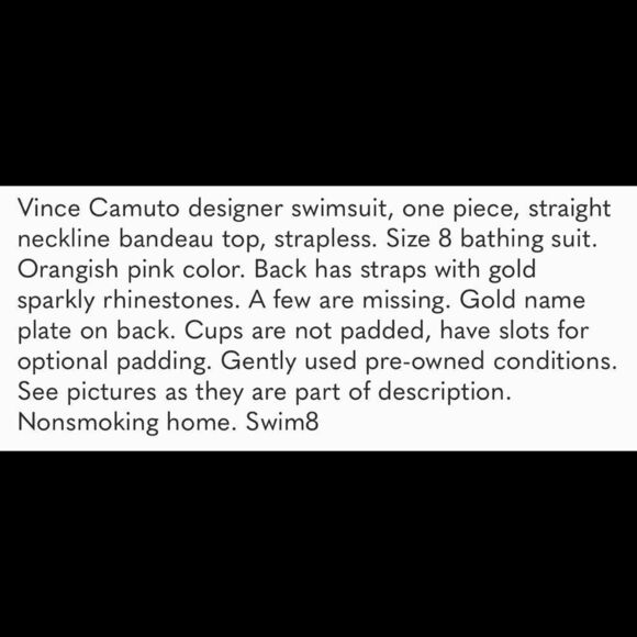 Vince Camuto PINK One-Piece Swimsuit sz 8 - Picture 11 of 11